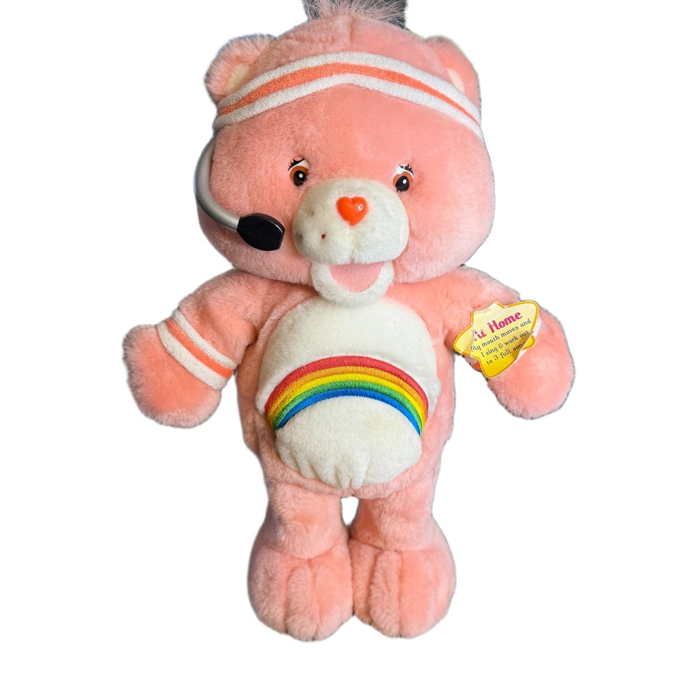 Care Bears Cheer Bear At Home Singing Workout Plush Pink Rainbow 2004 Play Along